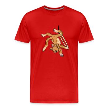 Aerial Cat Hoop - Men's Premium Organic T-Shirt - red - Front - Damien (186cm)