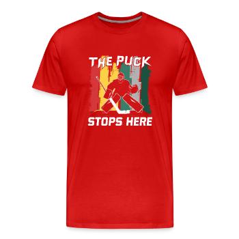hockey design for true fans - Men's Premium Organic T-Shirt - red - Front - Damien (186cm)