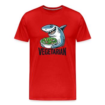 Vegetarischer Hai - Männer Premium Bio T-Shirt - Rot - Vorne - Damien (186cm)
