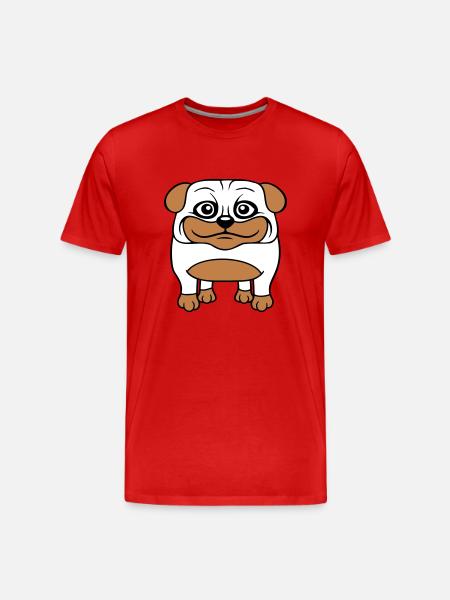 Hund Mops Lille Sød Pik Kærlighed Glad Komisk Sjov - Herre Premium T-shirt økologisk - rød