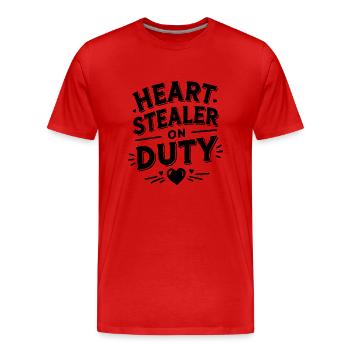 Voleur de cœur en service - T-shirt bio Premium Homme - rouge - Devant - Damien (186cm)