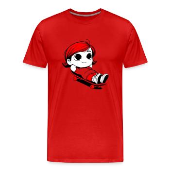 Kathy se relaxant sur une planche à roulettes - T-shirt bio Premium Homme - rouge - Devant - Damien (186cm)