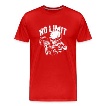 Bodybuilding Skull Workout and No Limit - Men's Premium Organic T-Shirt - red - Front - Damien (186cm)