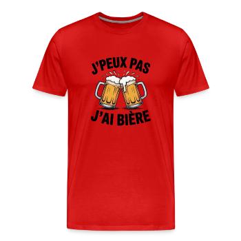 J’Peux Pas J’Ai Bière – Humour Apéro et Amateurs - T-shirt bio Premium Homme - rouge - Devant - Damien (186cm)
