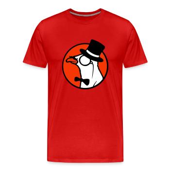 Sir Bird Top Hat Monocle Glasses Rich Mr. - Men's Premium Organic T-Shirt - red - Front - Damien (186cm)