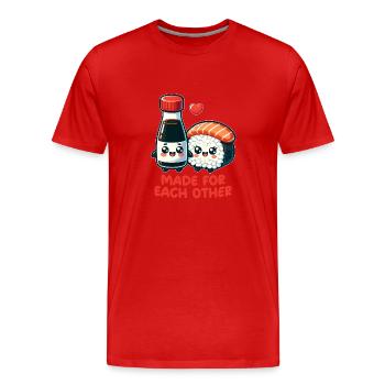 Sushi et sauce soja - T-shirt bio Premium Homme - rouge - Devant - Damien (186cm)