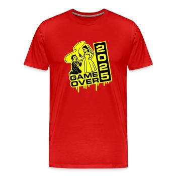 Mariage Game Over 2025 - T-shirt bio Premium Homme - rouge - Devant - Damien (186cm)