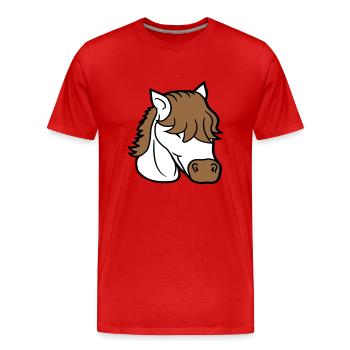 Cheval mignon long bob coupe cheveux sourires mignon - T-shirt bio Premium Homme - rouge - Devant - Damien (186cm)