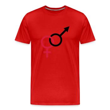 männlich weiblich - Männer Premium Bio T-Shirt - Rot - Vorne - Damien (186cm)