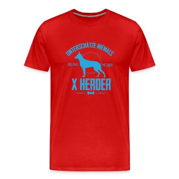 UN X Herder Shirt - Männer Premium Bio T-Shirt - Rot - Vorne - Damien (186cm)