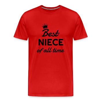 Nièce / Neveu / Oncle / Tante - T-shirt bio Premium Homme - rouge - Devant - Damien (186cm)