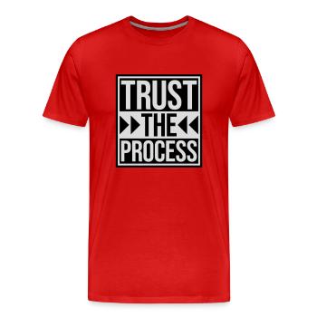 faire confiance au processus Devis - T-shirt bio Premium Homme - rouge - Devant - Damien (186cm)