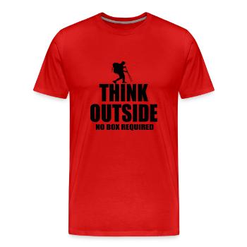 Think outside hiking quote - Men's Premium Organic T-Shirt - red - Front - Damien (186cm)