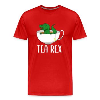 Tea Rex Tyrannosaurus Dinosaur Dino - Men's Premium Organic T-Shirt - red - Front - Damien (186cm)