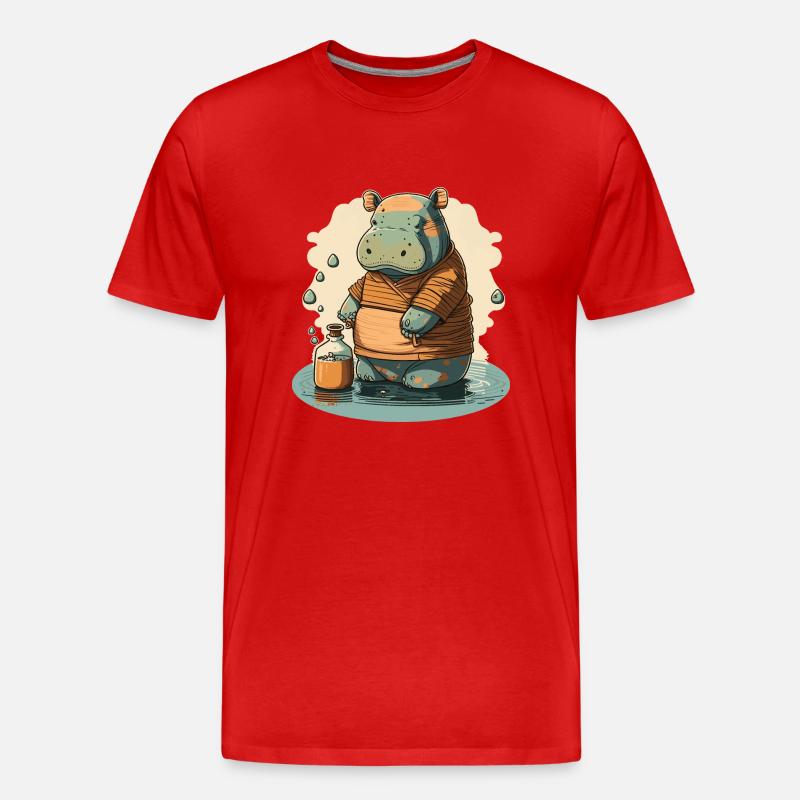 Nilpferd 7 - Männer Premium Bio T-Shirt - Rot