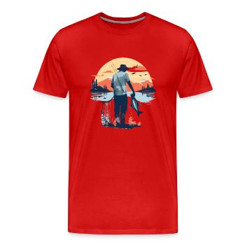 Pêche en lac - T-shirt bio Premium Homme - rouge - Devant - Damien (186cm)