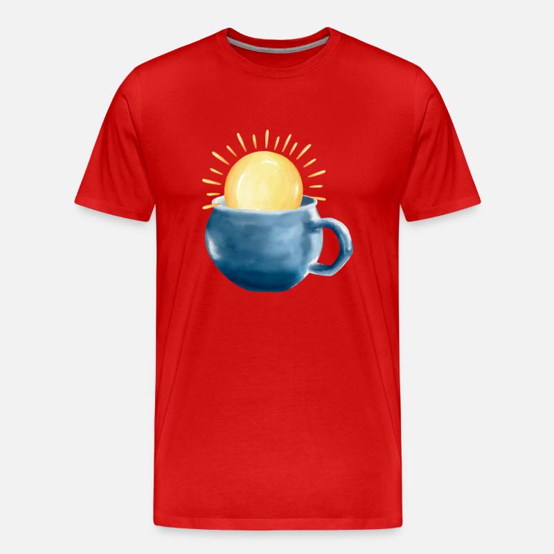 Sonne in der Tasse - Männer Premium Bio T-Shirt - Rot