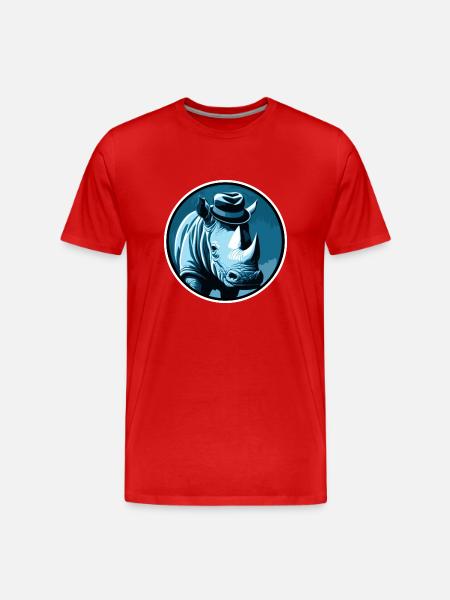 Nashorn mit Hut - Männer Premium Bio T-Shirt - Rot