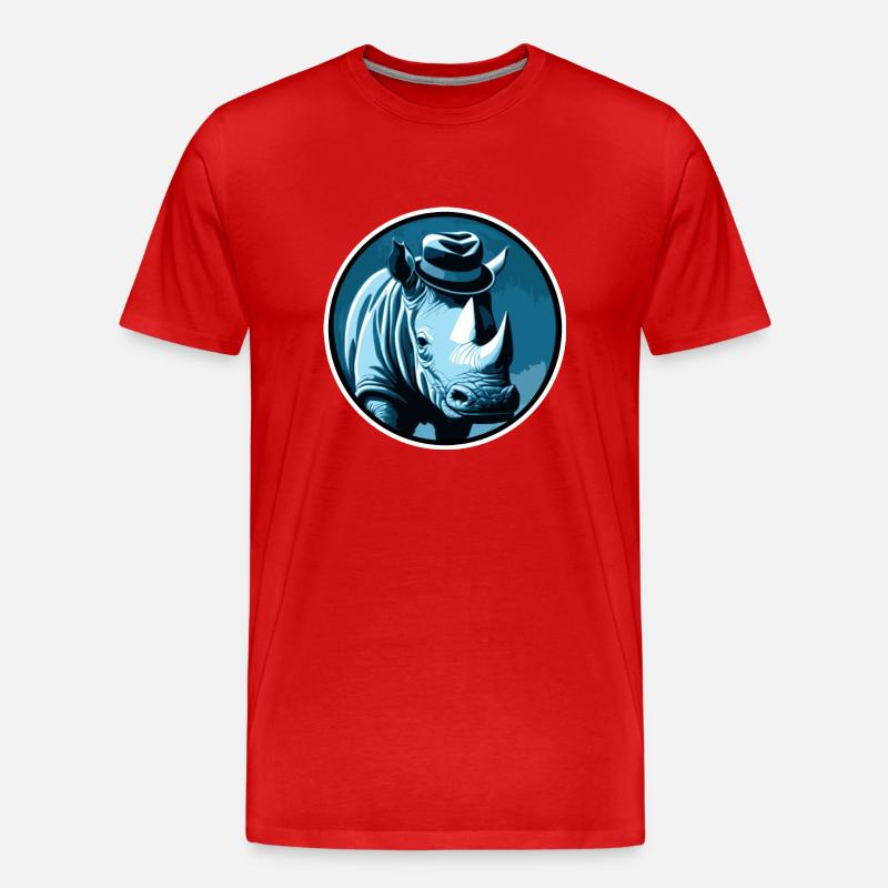 Nashorn mit Hut - Männer Premium Bio T-Shirt - Rot