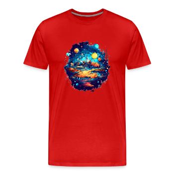 The view into an alien solar system with planets - Men's Premium Organic T-Shirt - red - Front - Damien (186cm)