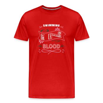 swim bike run sport funny swimming birthday - Men's Premium Organic T-Shirt - red - Front - Damien (186cm)