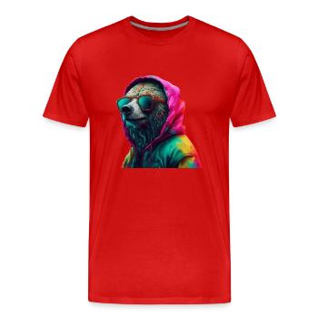 Bär mit Sonnenbrille Bunt Coole Bären Waldtier - Männer Premium Bio T-Shirt - Rot - Vorne - Damien (186cm)