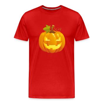 Kürbis Halloween - Männer Premium Bio T-Shirt - Rot - Vorne - Damien (186cm)
