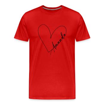 Amanda Nom Ligne de coeur - T-shirt bio Premium Homme - rouge - Devant - Damien (186cm)