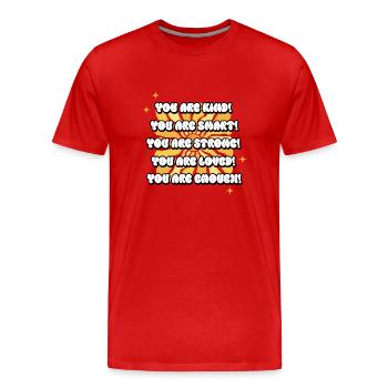 List of positive affirmations sunflower - Men's Premium Organic T-Shirt - red - Front - Damien (186cm)