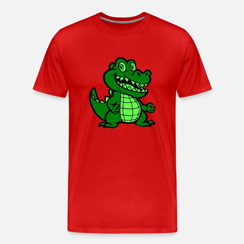 Krokodil Comic - Männer Premium Bio T-Shirt - Rot