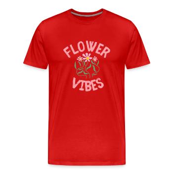 Flower Vibes - Männer Premium Bio T-Shirt - Rot - Vorne - Damien (186cm)