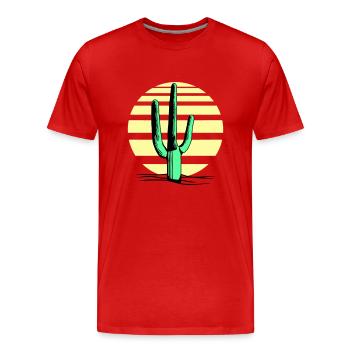 Cactus Desert Sunset Evening Night Cacti - Men's Premium Organic T-Shirt - red - Front - Damien (186cm)