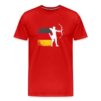 Bogenschütze Deutschland Flagge Bogenschießen - Männer Premium Bio T-Shirt - Rot - Vorne - Damien (186cm)