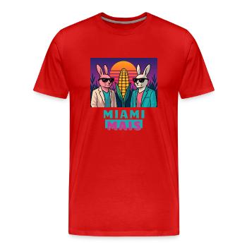 Miami Mais - Männer Premium Bio T-Shirt - Rot - Vorne - Damien (186cm)