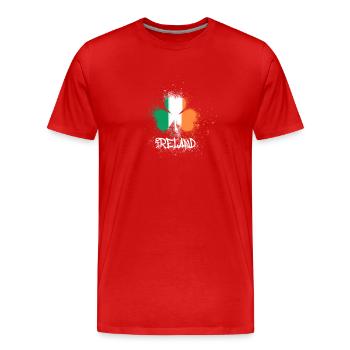 irlande,irlande,trèfle,graffiti,peinture - T-shirt bio Premium Homme - rouge - Devant - Damien (186cm)