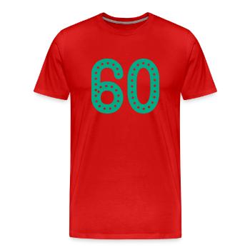 60 JAHRE. 60-jähriges JUBILÄUM. JUBILÄUM 60 JAHRE. 60 - Männer Premium Bio T-Shirt - Rot - Vorne - Damien (186cm)