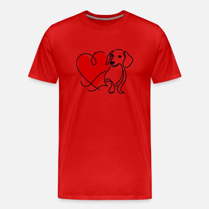 Dackel mit Herz - Männer Premium Bio T-Shirt - Rot