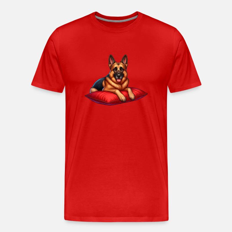Deutscher Schäferhund Karikatur - Männer Premium Bio T-Shirt - Rot