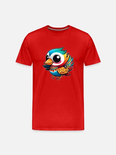 Süße Vogelparty - Männer Premium Bio T-Shirt - Rot