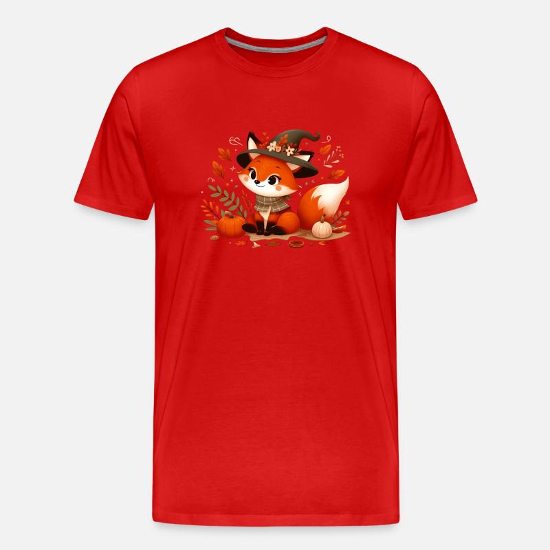 Fuchs Herbst 8 - Männer Premium Bio T-Shirt - Rot
