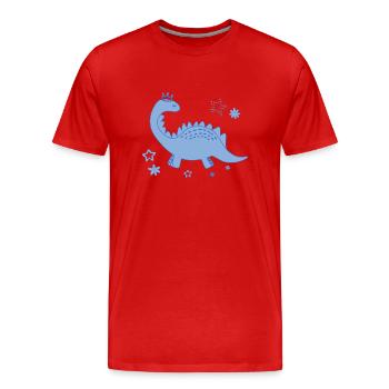 dinosaurier, dino, blauer dino,prinz - Männer Premium Bio T-Shirt - Rot - Vorne - Damien (186cm)