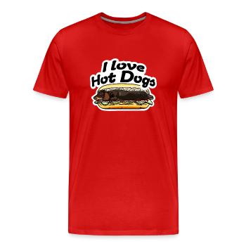 l Amour Hot Dogs Teckel cool Street Art - T-shirt bio Premium Homme - rouge - Devant - Damien (186cm)