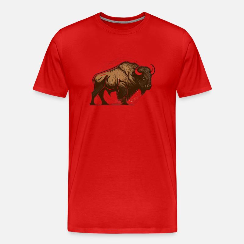 Bison - Männer Premium Bio T-Shirt - Rot