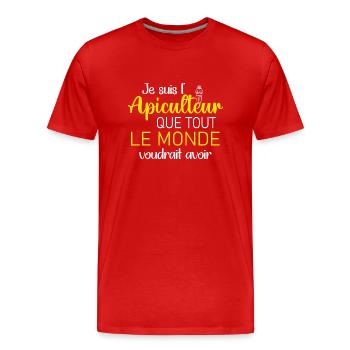 Je suis l'apiculteur que tout le monde t-shirt - T-shirt bio Premium Homme - rouge - Devant - Damien (186cm)