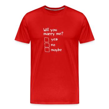 Will you marry me? Original marriage proposal - Men's Premium Organic T-Shirt - red - Front - Damien (186cm)
