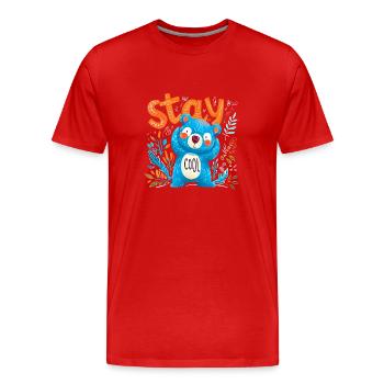 Stay Cool cute casual bear to cuddle - Men's Premium Organic T-Shirt - red - Front - Damien (186cm)