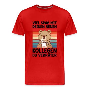 Jobwechsel Kollege verabschieden Arbeitskollege - Männer Premium Bio T-Shirt - Rot - Vorne - Damien (186cm)