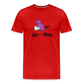 Rat de bibliothèque Lire le livre Introduction roman Ebook - T-shirt bio Premium Homme - rouge - Devant - Damien (186cm)