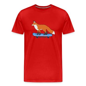 Skateboard Skater-Fuchs SK8 Halfpipe Skateboarder - Men's Premium Organic T-Shirt - red - Front - Damien (186cm)