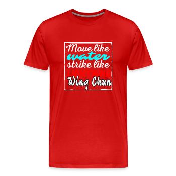 Wing Chun Shirt Wasserblitz - Männer Premium Bio T-Shirt - Rot - Vorne - Damien (186cm)